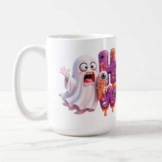 Taza De Café Feliz Halloween Caramelo Goteo Texto Con Murciélag