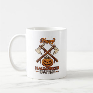 Taza De Café Feliz Halloween Caza Hachas Cruzadas Calabaza Runa