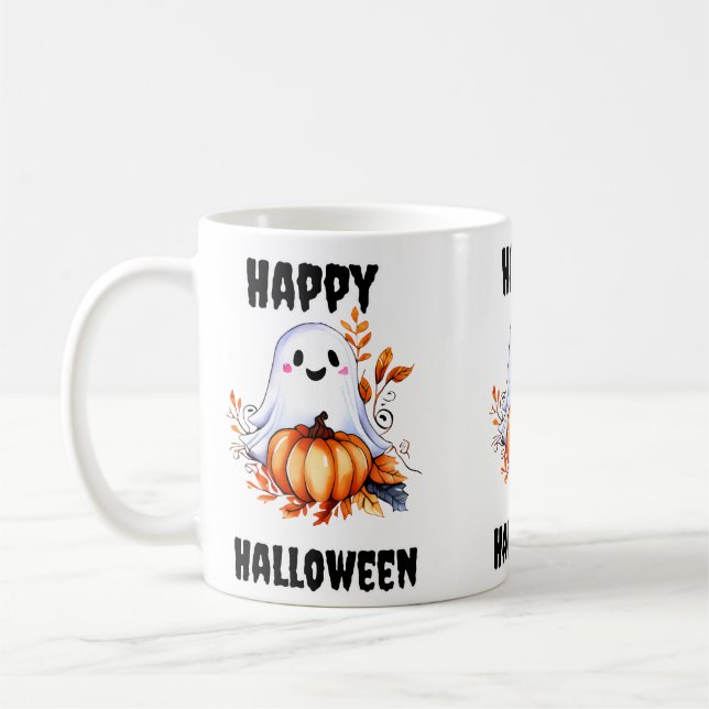 Taza De Café Feliz Halloween Cute Ghost Mug (Izquierda)