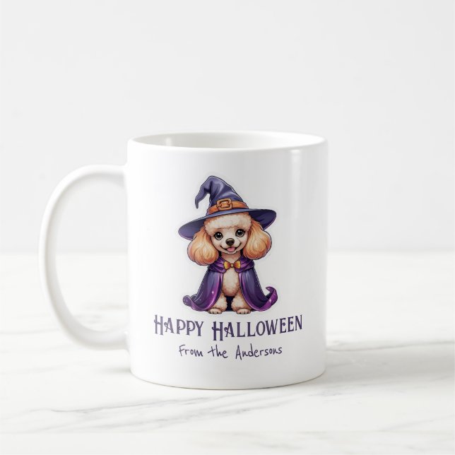 Taza De Café Feliz Halloween Cute Poodle (Izquierda)