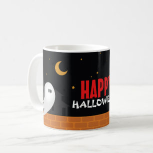 Taza De Café Feliz Halloween divertido fantasma de dibujos anim