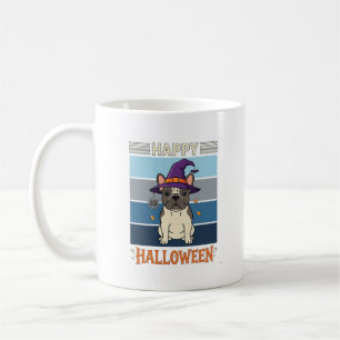 Taza De Café Feliz Halloween French Bulldog Bruja Telaraña Ca