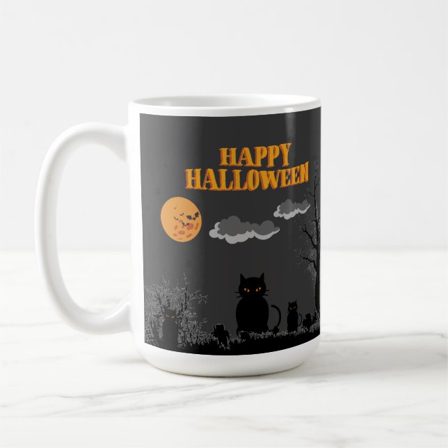 Taza De Café Feliz Halloween - Gatos (Izquierda)
