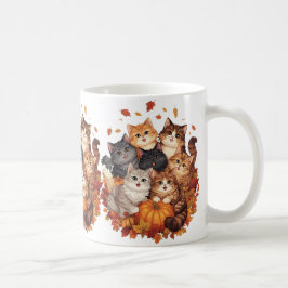 Taza De Café Feliz Halloween Gatos y Calabazas 