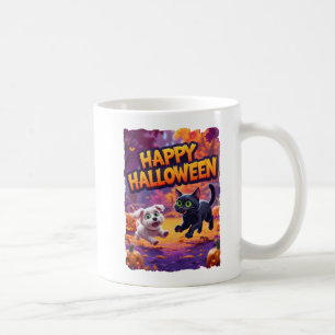 Taza De Café ¡Feliz Halloween Kitty y Puppy!