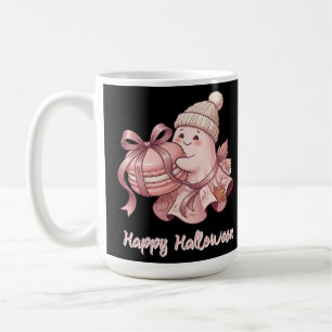 Taza De Café Feliz Halloween Macarón y Fantasma de Cosecha de O
