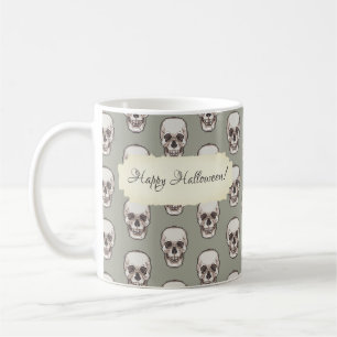 Taza De Café ¡Feliz Halloween! Patrón de cráneo gótico espantad