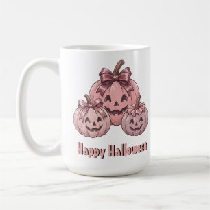 Taza De Café Feliz Halloween Pinkoween Trío de Calabazas Vintag