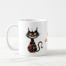Feliz Halloween Scary Black Cat Café Cocoa Mug