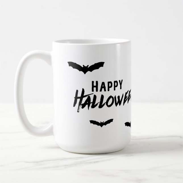 Taza De Café Feliz Halloween Spooky Haunted Bats (Izquierda)