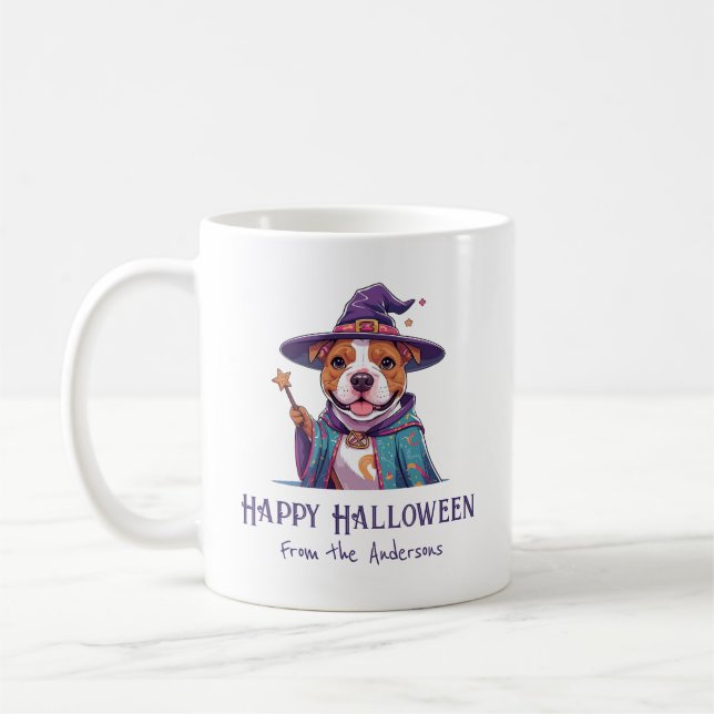 Taza De Café Feliz Halloween Staffordshire Terrier (Izquierda)