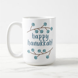 Taza De Café Feliz Hanukkah con las ramas de Berry