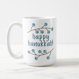 Taza De Café Feliz Hanukkah con las ramas de Berry
