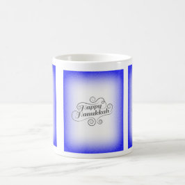 Taza De Café Feliz Hanukkah de 2 tonos de fondo blanco azul