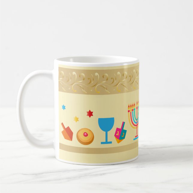 Taza De Café Feliz Hanukkah Hermosa festividad Judía (Izquierda)