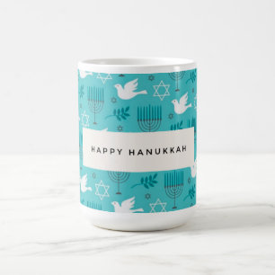Taza De Café Feliz Hanukkah Menorah Doves