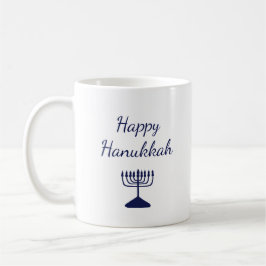 Taza De Café Feliz Hanukkah Simple Blue Menorah