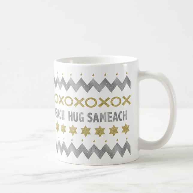 Taza De Café Feliz Hanukkah "suéter feo" elegante Mug (Derecha)