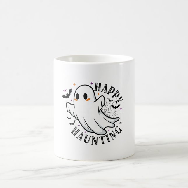 Taza De Café Feliz Haunting Ghost Halloween Spooky (Centro)