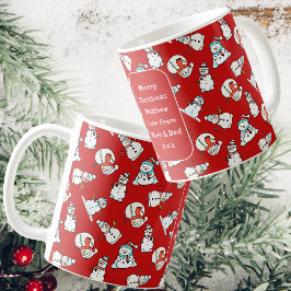 Taza De Café Feliz hijo de Navidad | Café Red Snowman