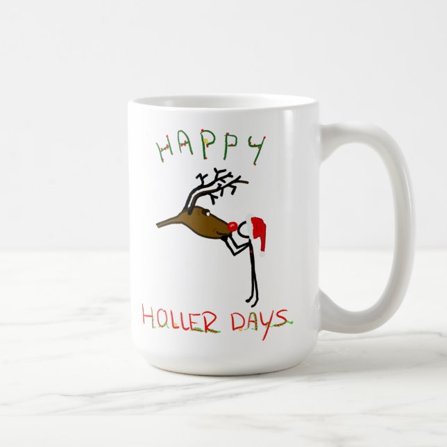 Taza De Café Feliz Hollerdays 4 - besar a un reno. (Derecha)