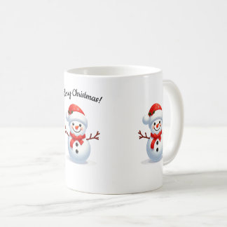 Taza De Café Feliz hombre de nieve con gorra de Navidades rojos