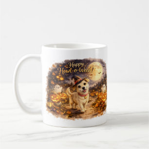 Taza De Café Feliz Howl-o-Ween Diseño de Halloween de Perro Lin