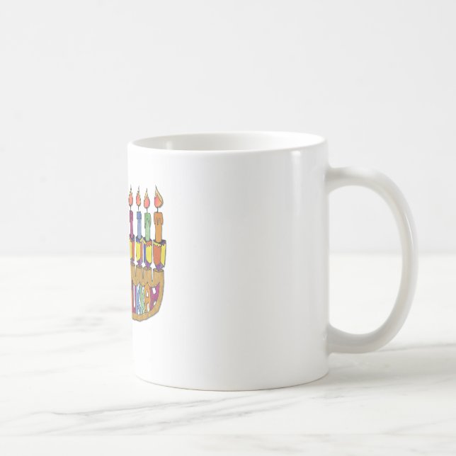 Taza De Café Feliz Janucá Dreidels Menorá (Derecha)
