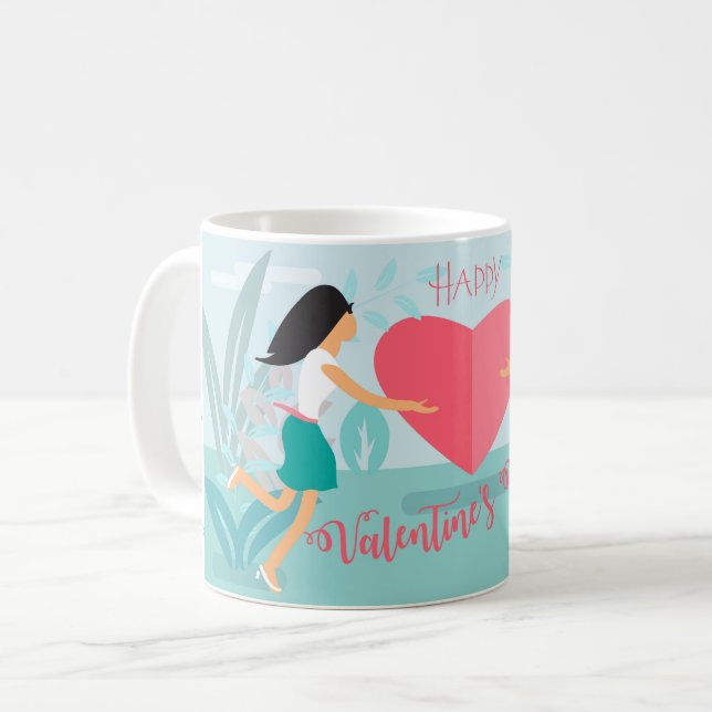 Taza De Café Feliz Jardín de Primavera de San Valentín (Anverso izquierdo)