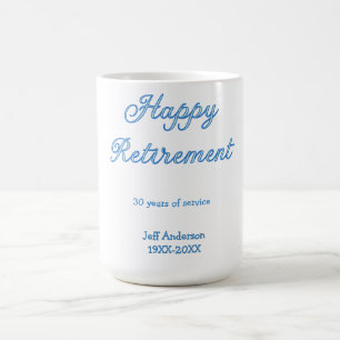 Taza De Café Feliz jubilación años de servicio azules nombre pa