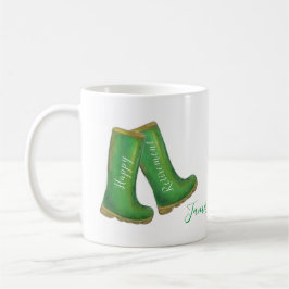 Taza De Café Feliz Jubilación de la jardinería verde bien bota