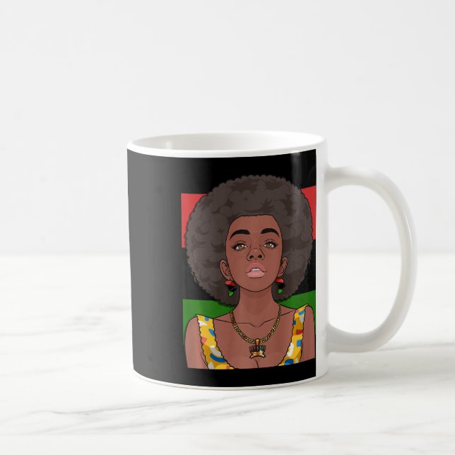 Taza De Café Feliz Kwanzaa Bandera Panafricana Mujer Negra Siet (Derecha)