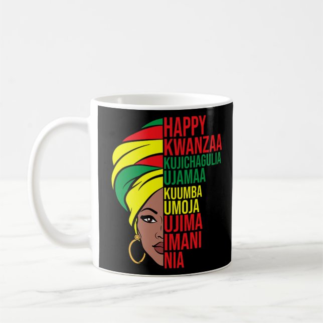 Taza De Café Feliz Kwanzaa celebración afroamericana mes G (Izquierda)