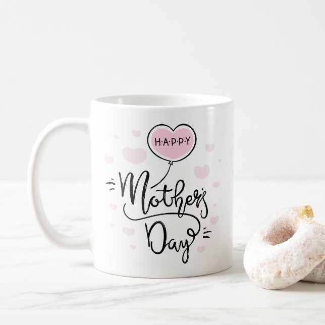 Taza de café feliz linda de la caligrafía el | del (Con donut)