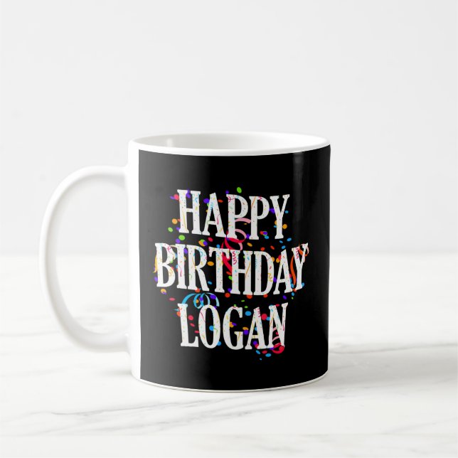 Taza De Café Feliz Logan First Name Colorful Bday (Izquierda)