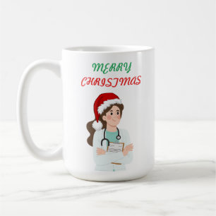 Taza De Café Feliz Médica navideña Festividad por ella