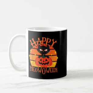 Taza De Café Feliz Meowoween Halloween Gato Negro Jack O Lanter