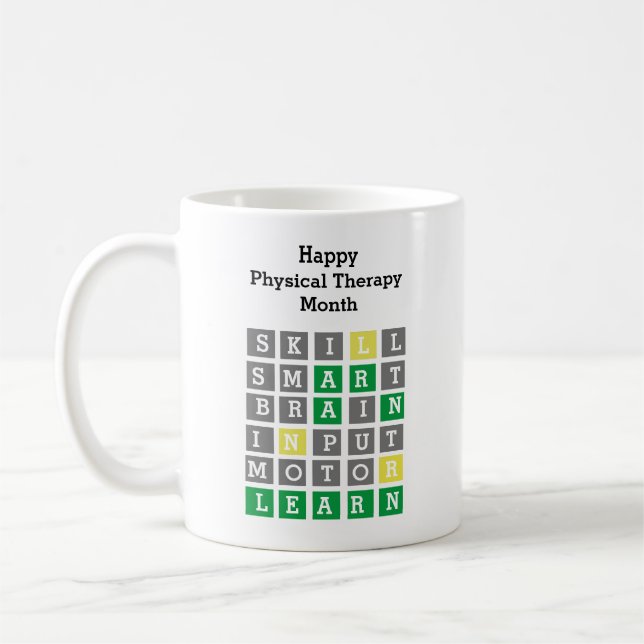 Taza De Café Feliz Mes de Terapia Física Personalizado Wordle (Izquierda)