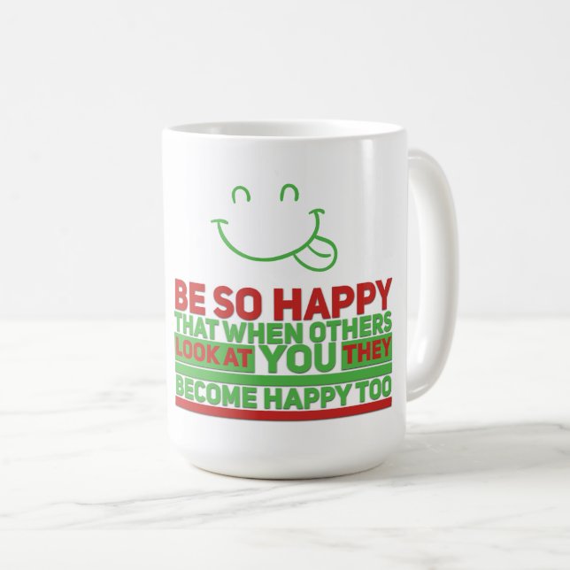 Taza De Café Feliz Mug Clásico (Anverso derecho)