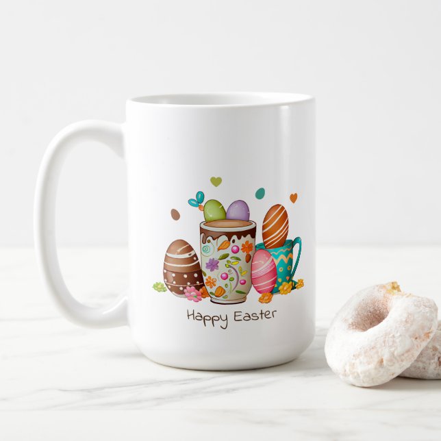 Taza De Café Feliz Mug de Pascua (Con donut)
