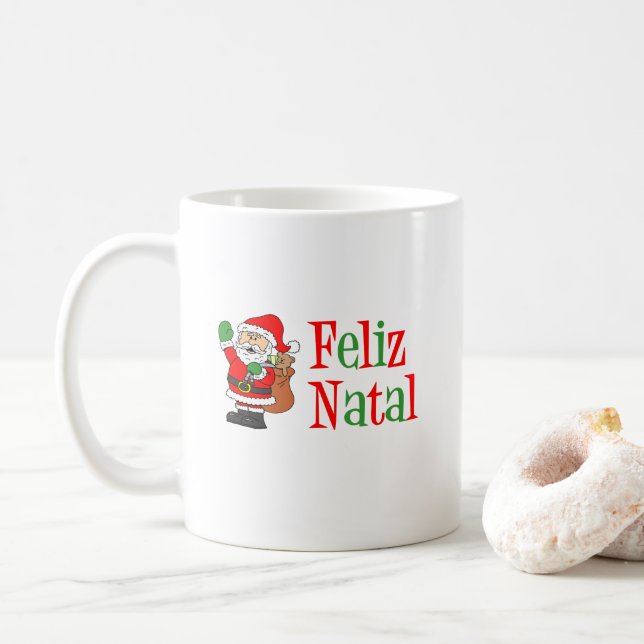 Taza De Café Feliz Natal Santa (Con donut)
