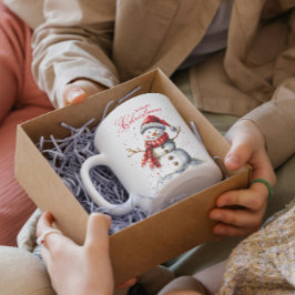 Taza De Café Feliz Navidad a los hombres de nieve y los blancos