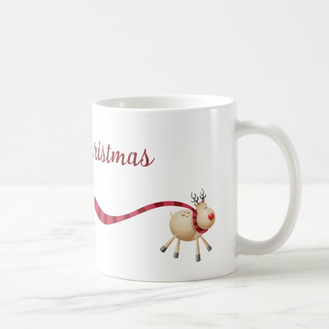 Taza De Café Feliz Navidad a los renos con una larga bufanda (Derecha)