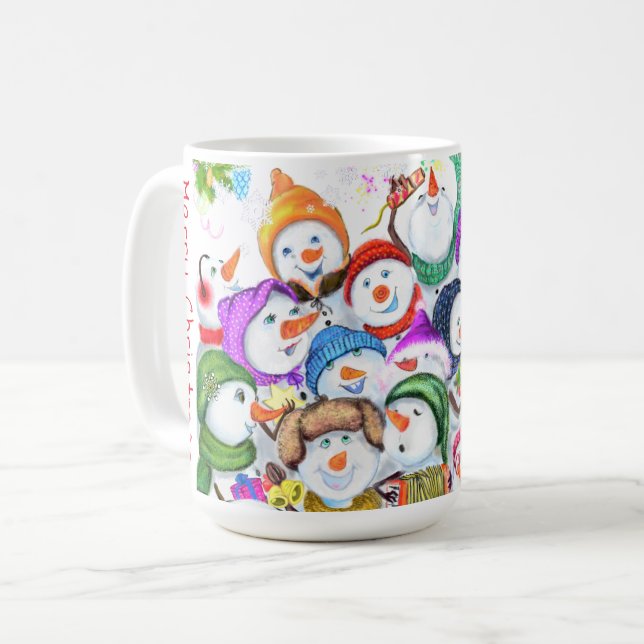 Taza De Café Feliz Navidad a los Snowman (Anverso izquierdo)