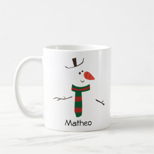 Taza De Café Feliz Navidad a Snowman Face con nombre personaliz