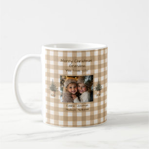 Taza De Café Feliz Navidad Abuela Rustic Gingham Photo