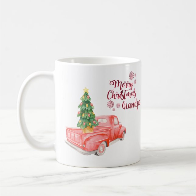 Taza De Café Feliz Navidad Abuelo RED TRUCK personalizado (Izquierda)