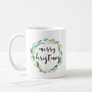 Taza De Café Feliz Navidad acuarela Navidad Moda de guirnaldas 