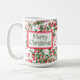 Taza De Café Feliz Navidad acuarela Red Berries Mug
