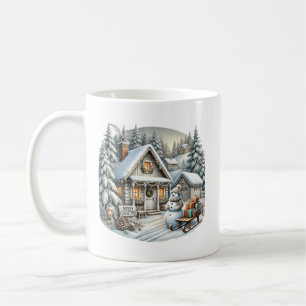 Taza De Café Feliz Navidad agregar monograma Casa de campo